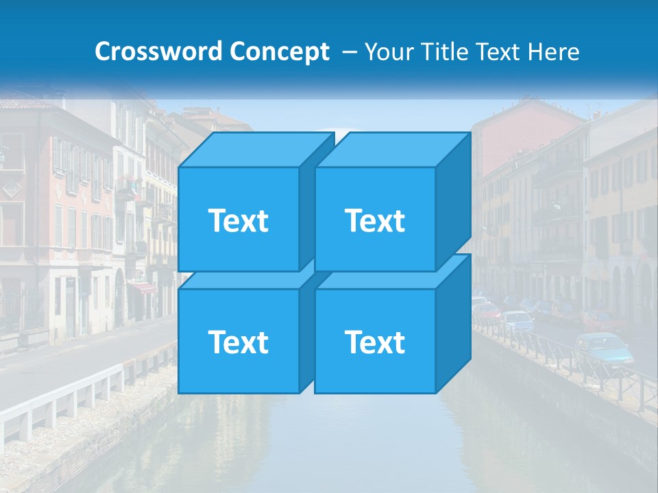 A River Running Through A City Next To Tall Buildings PowerPoint Template