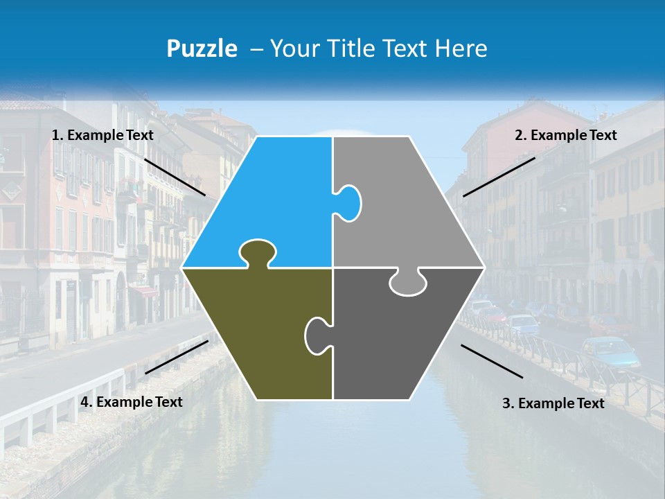 A River Running Through A City Next To Tall Buildings PowerPoint Template