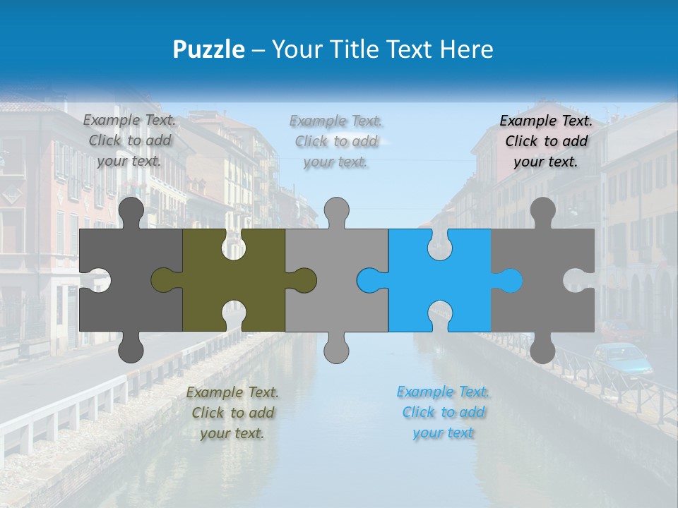 A River Running Through A City Next To Tall Buildings PowerPoint Template