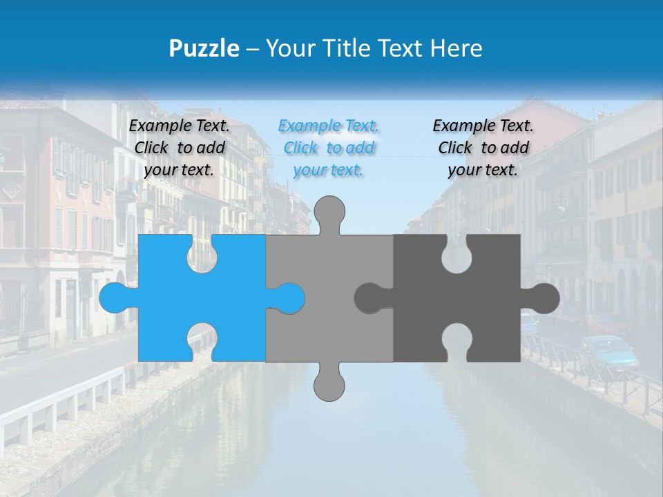 A River Running Through A City Next To Tall Buildings PowerPoint Template