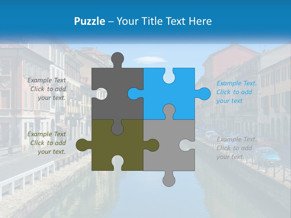 A River Running Through A City Next To Tall Buildings PowerPoint Template