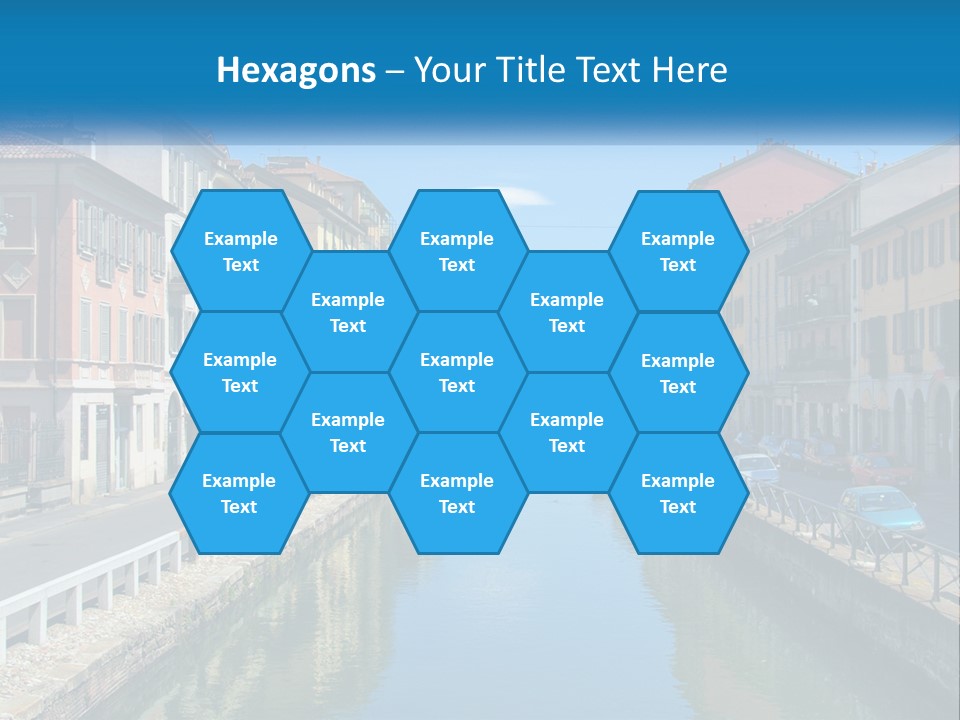 A River Running Through A City Next To Tall Buildings PowerPoint Template