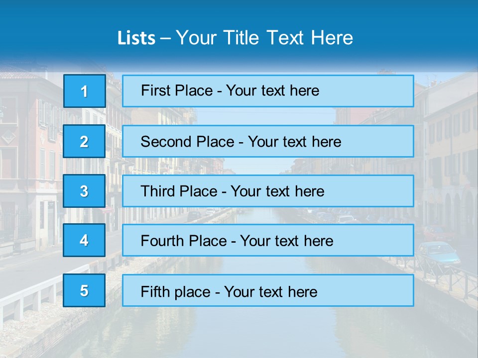 A River Running Through A City Next To Tall Buildings PowerPoint Template