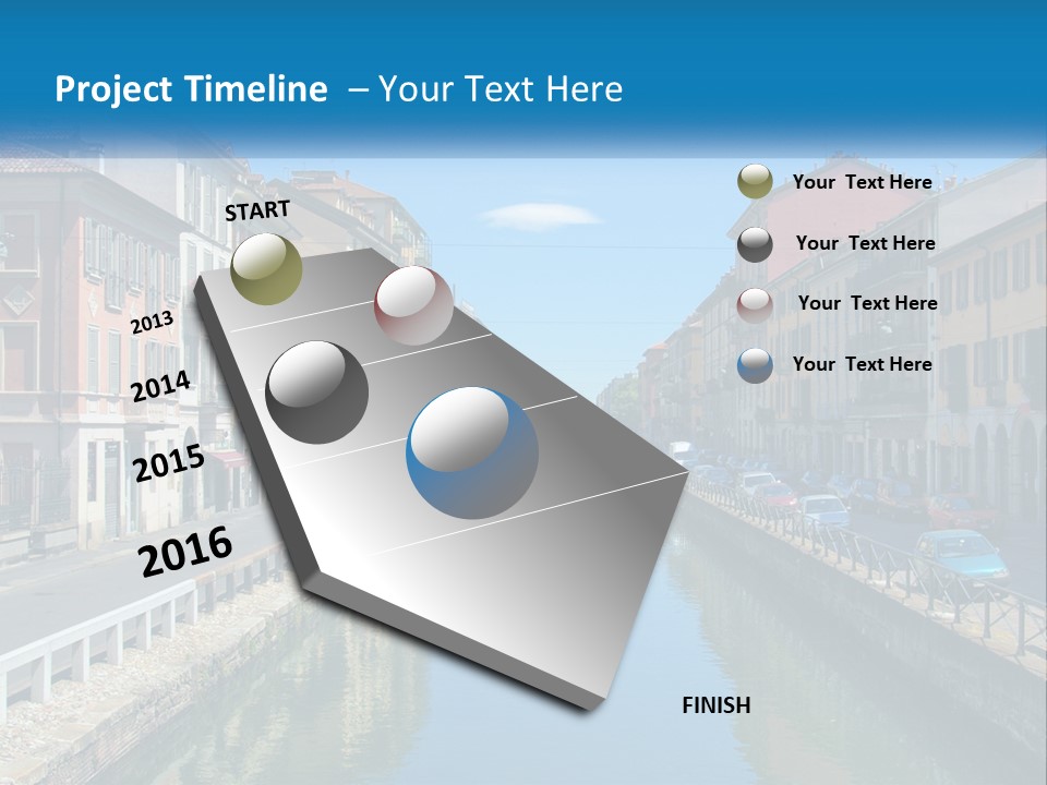 A River Running Through A City Next To Tall Buildings PowerPoint Template