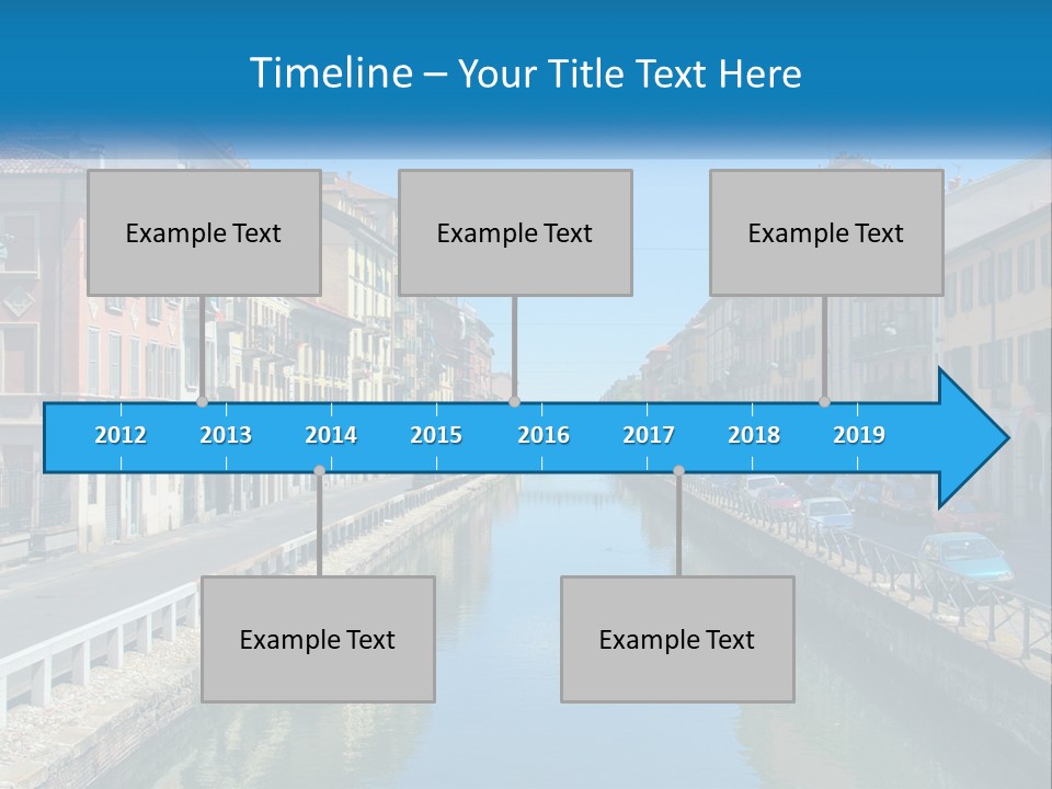 A River Running Through A City Next To Tall Buildings PowerPoint Template
