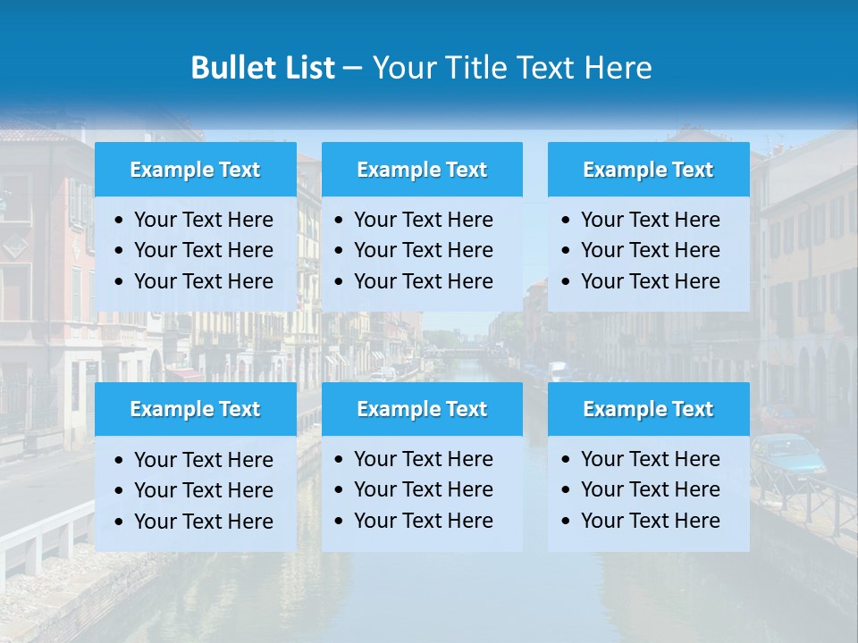 A River Running Through A City Next To Tall Buildings PowerPoint Template