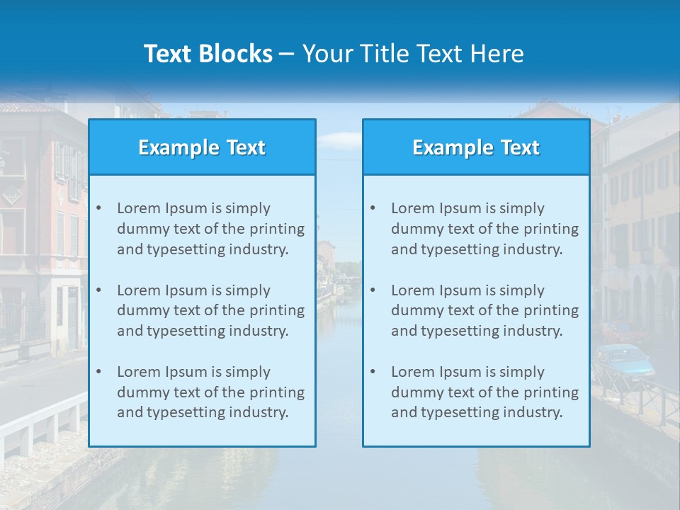 A River Running Through A City Next To Tall Buildings PowerPoint Template