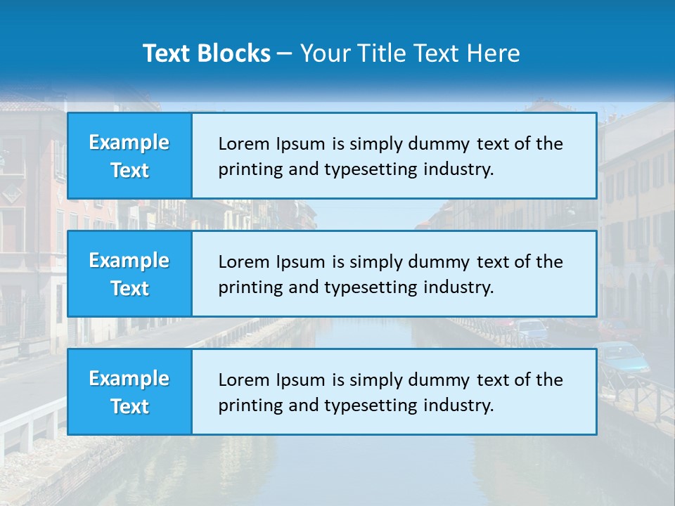 A River Running Through A City Next To Tall Buildings PowerPoint Template