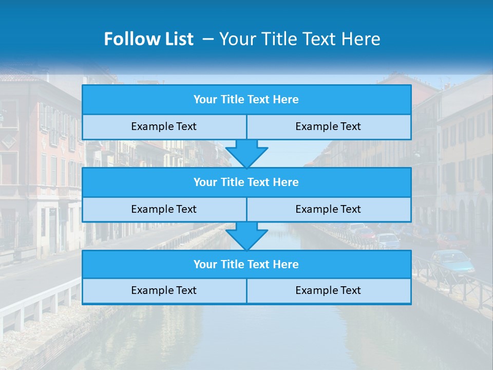 A River Running Through A City Next To Tall Buildings PowerPoint Template