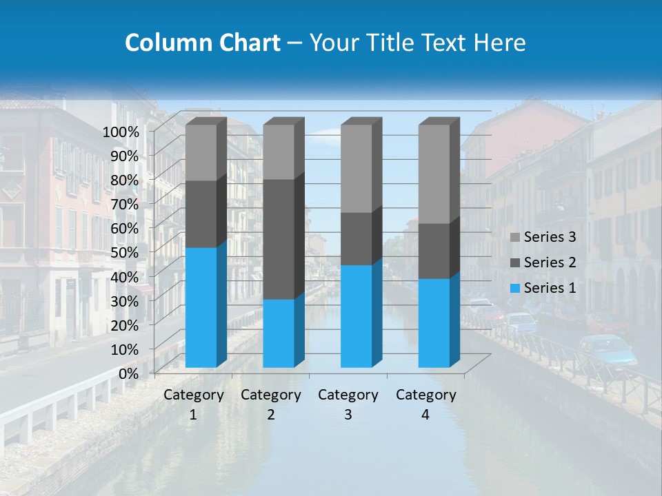 A River Running Through A City Next To Tall Buildings PowerPoint Template