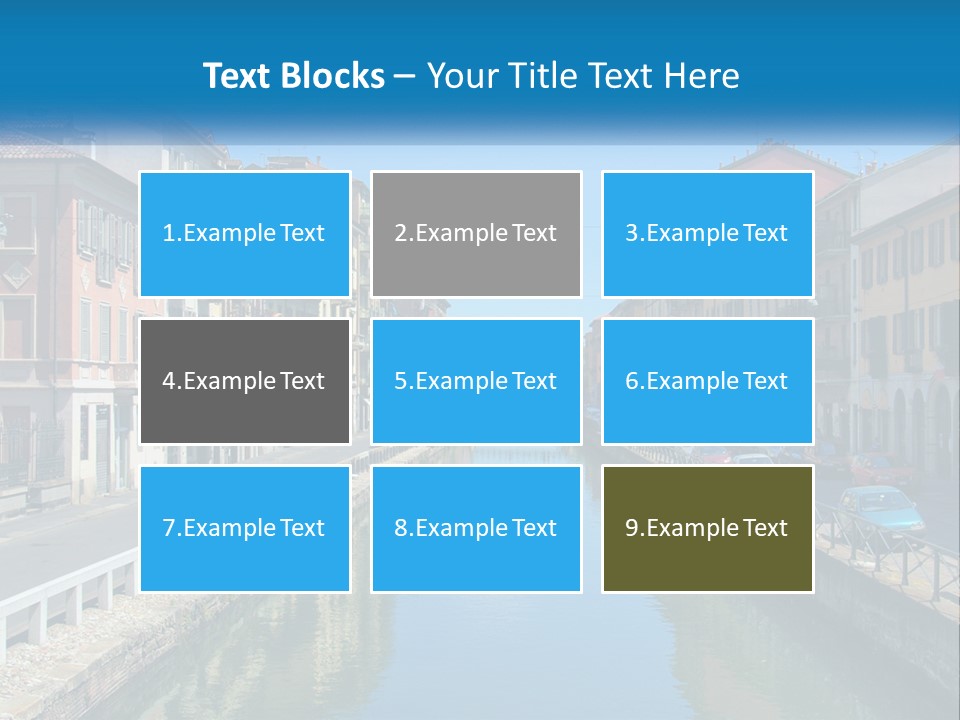 A River Running Through A City Next To Tall Buildings PowerPoint Template