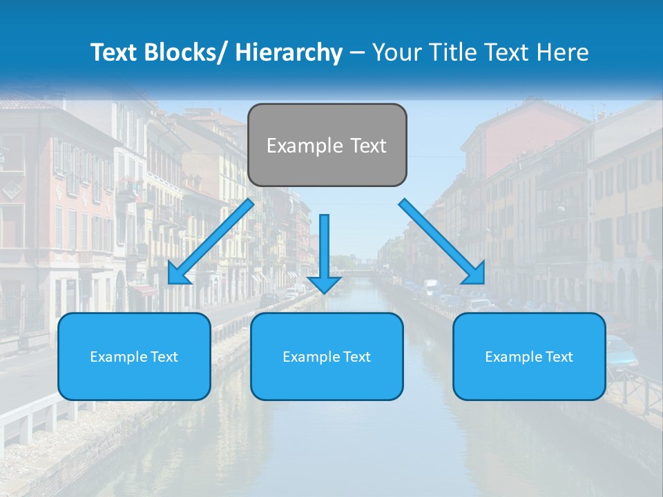 A River Running Through A City Next To Tall Buildings PowerPoint Template