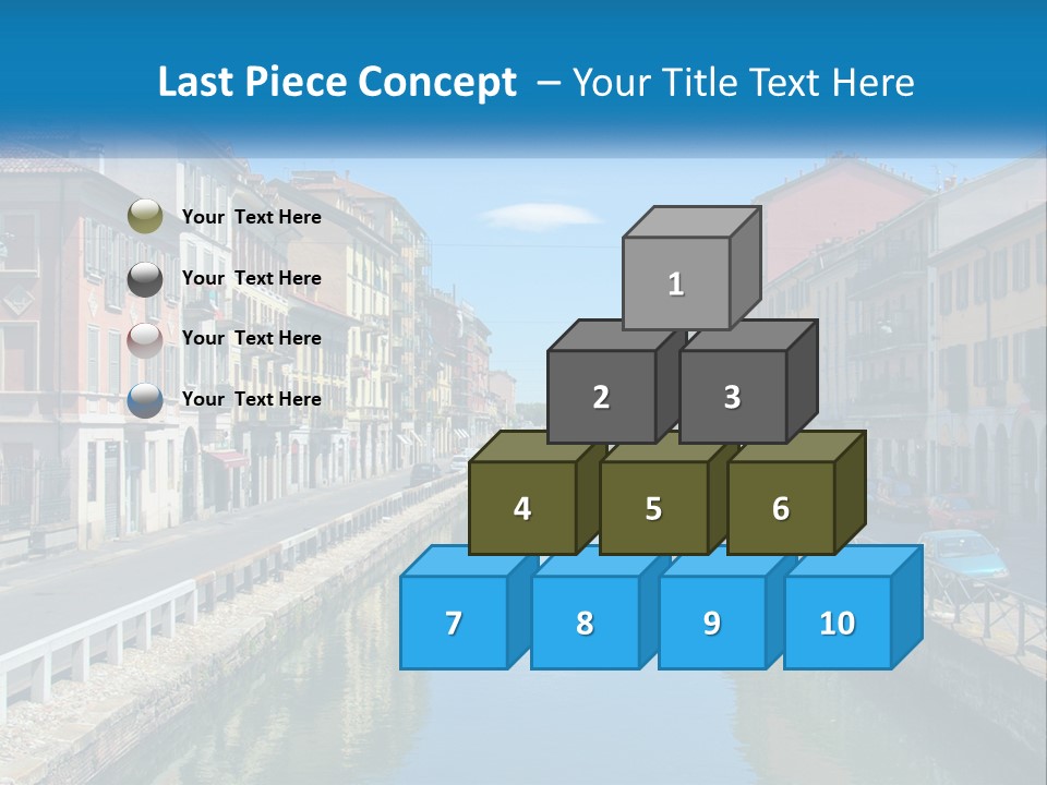 A River Running Through A City Next To Tall Buildings PowerPoint Template