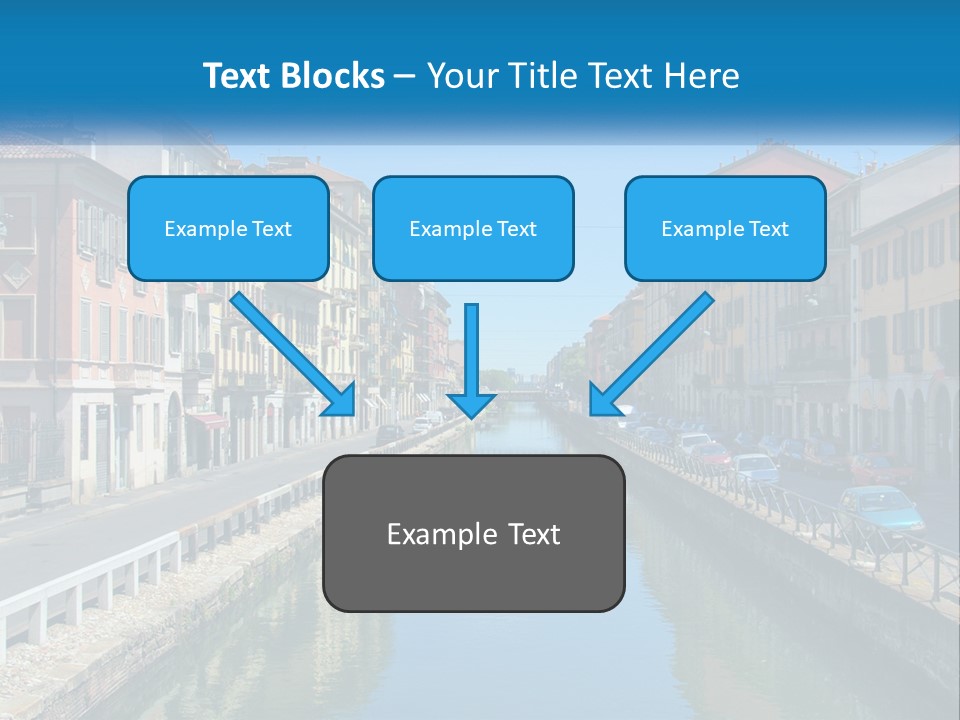 A River Running Through A City Next To Tall Buildings PowerPoint Template