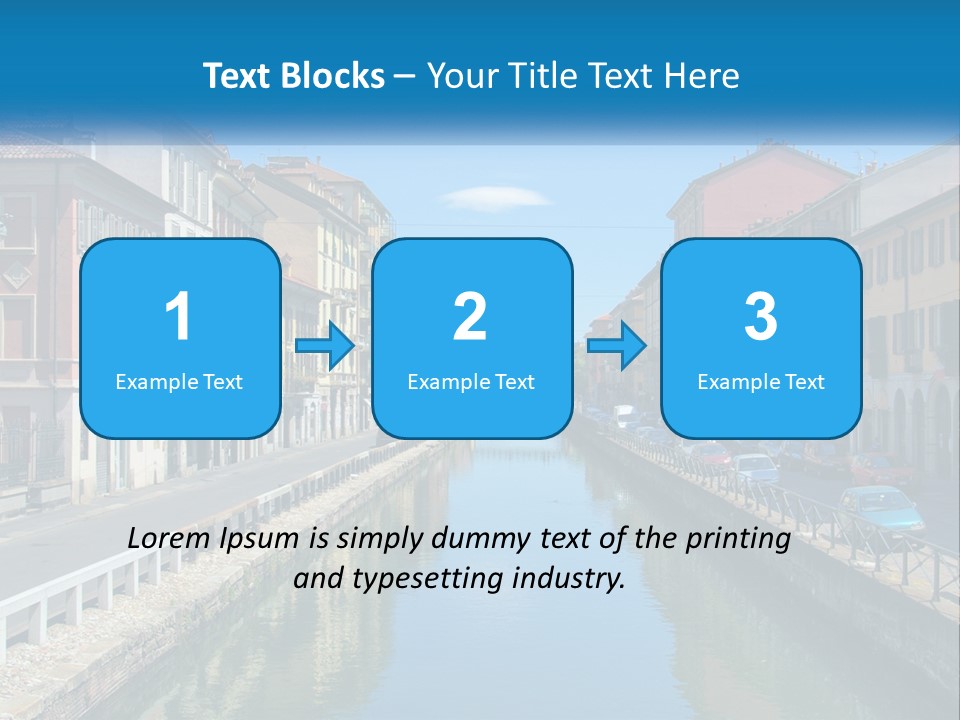 A River Running Through A City Next To Tall Buildings PowerPoint Template