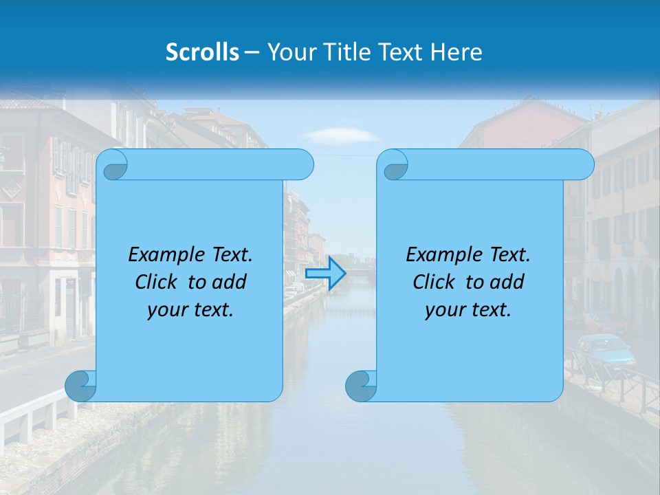 A River Running Through A City Next To Tall Buildings PowerPoint Template