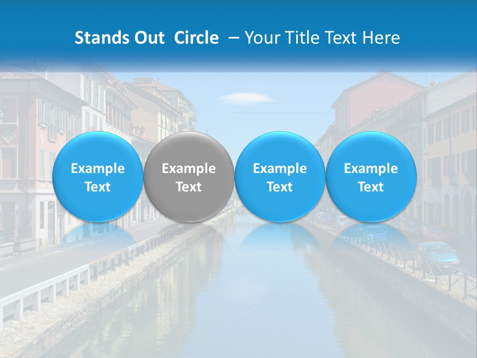 A River Running Through A City Next To Tall Buildings PowerPoint Template