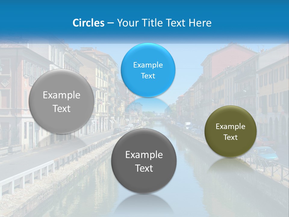 A River Running Through A City Next To Tall Buildings PowerPoint Template