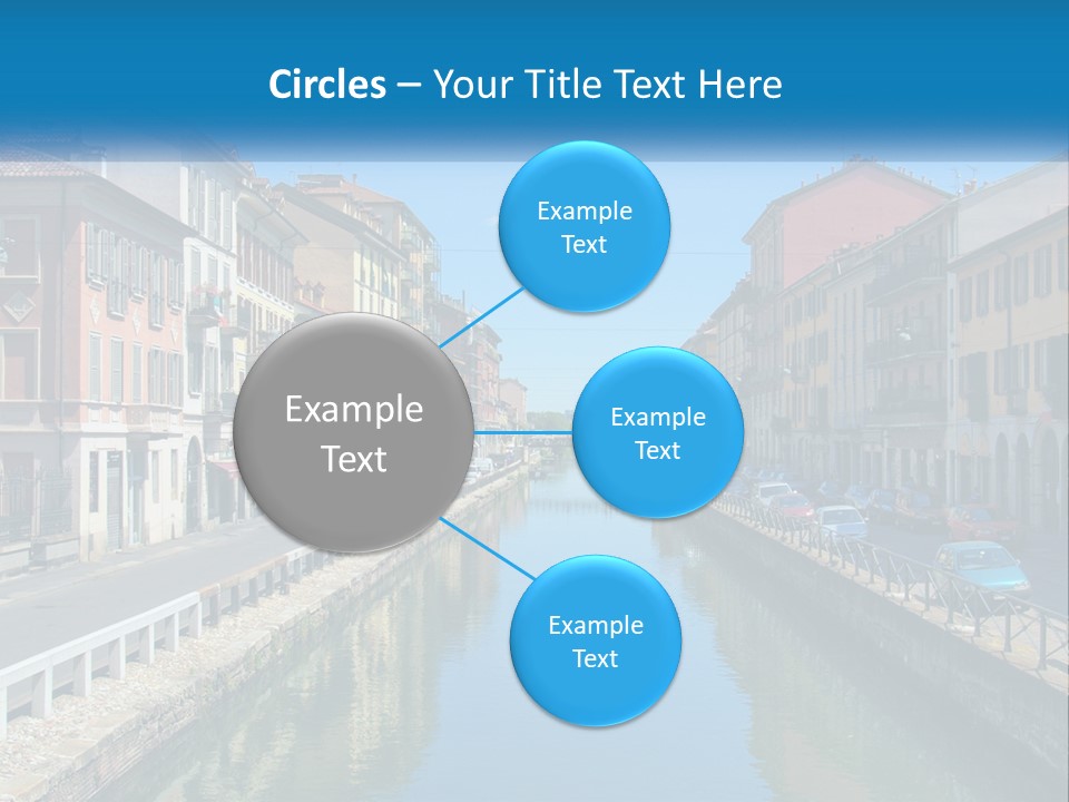 A River Running Through A City Next To Tall Buildings PowerPoint Template