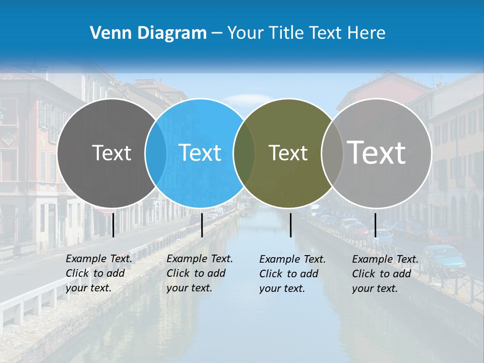 A River Running Through A City Next To Tall Buildings PowerPoint Template