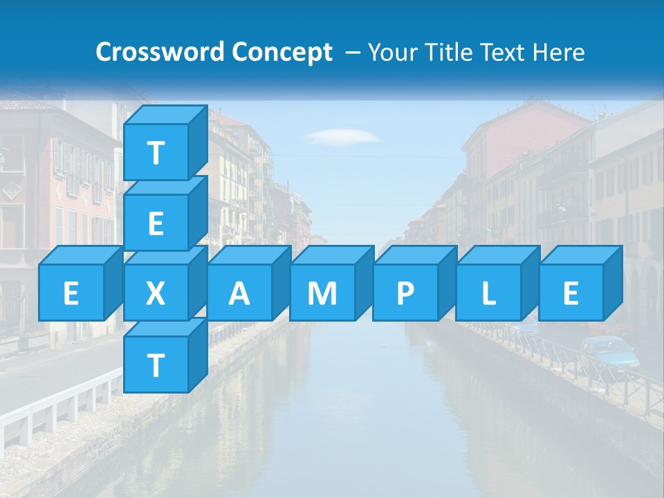 A River Running Through A City Next To Tall Buildings PowerPoint Template