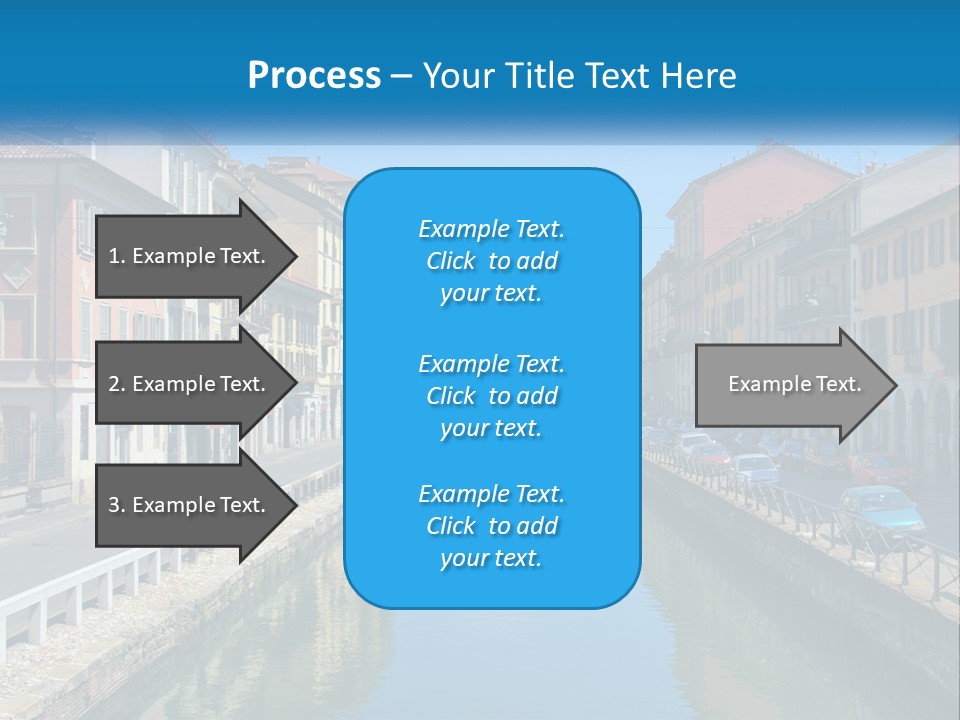A River Running Through A City Next To Tall Buildings PowerPoint Template