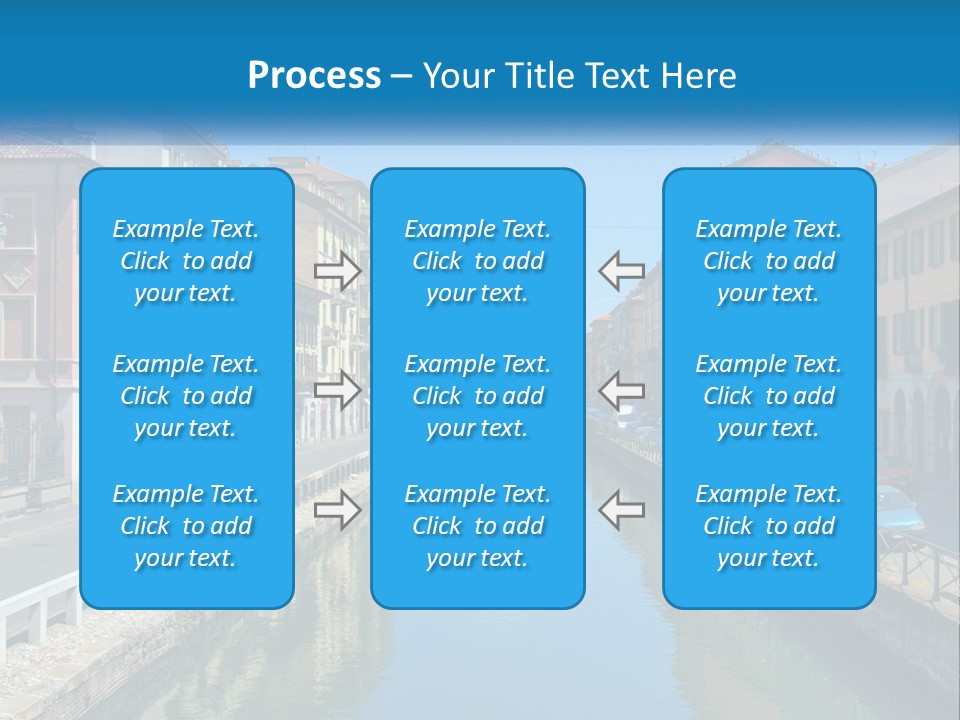 A River Running Through A City Next To Tall Buildings PowerPoint Template
