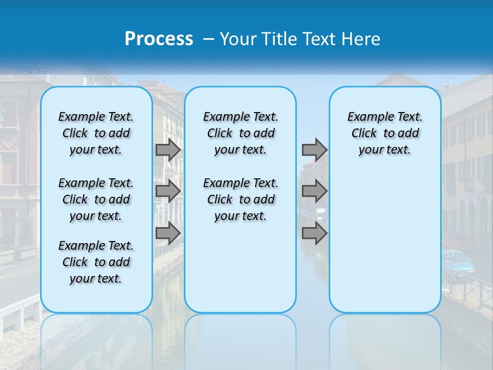 A River Running Through A City Next To Tall Buildings PowerPoint Template