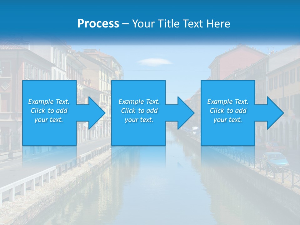 A River Running Through A City Next To Tall Buildings PowerPoint Template