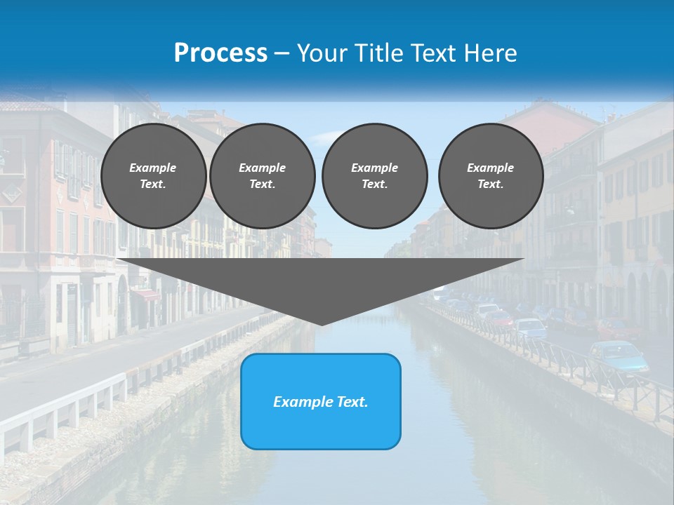 A River Running Through A City Next To Tall Buildings PowerPoint Template