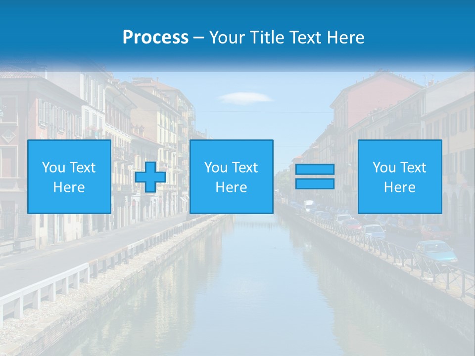 A River Running Through A City Next To Tall Buildings PowerPoint Template