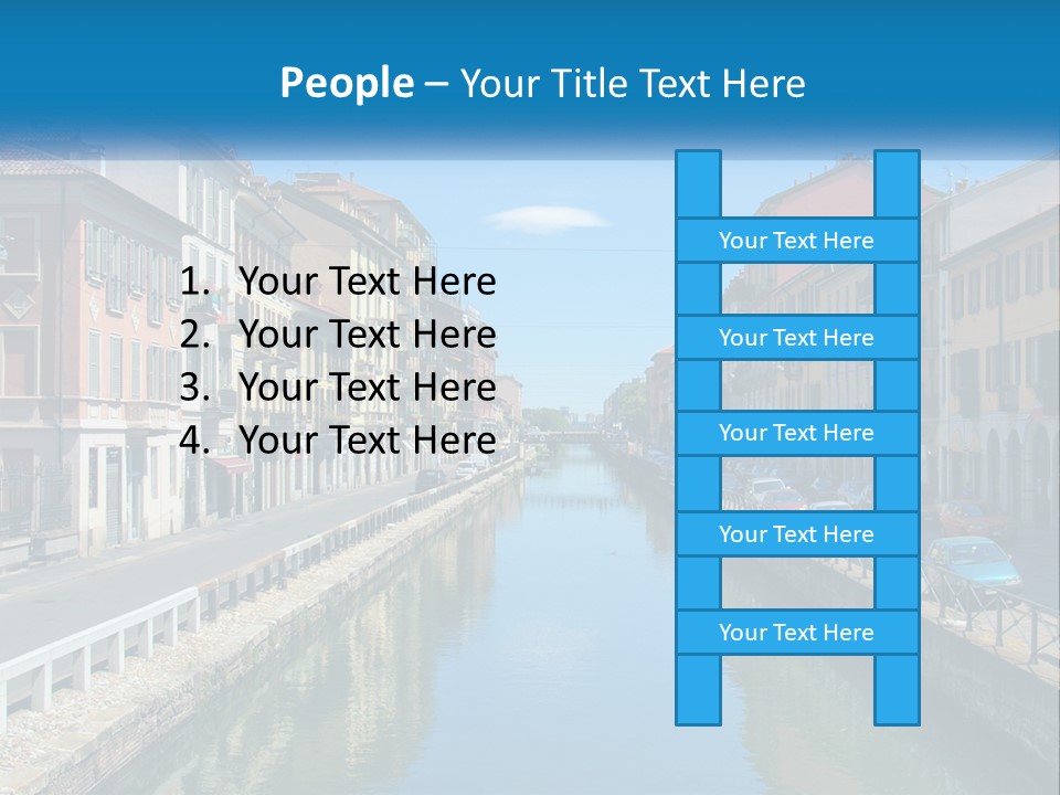 A River Running Through A City Next To Tall Buildings PowerPoint Template