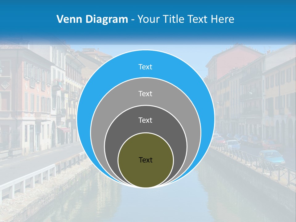 A River Running Through A City Next To Tall Buildings PowerPoint Template
