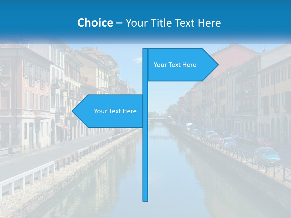 A River Running Through A City Next To Tall Buildings PowerPoint Template