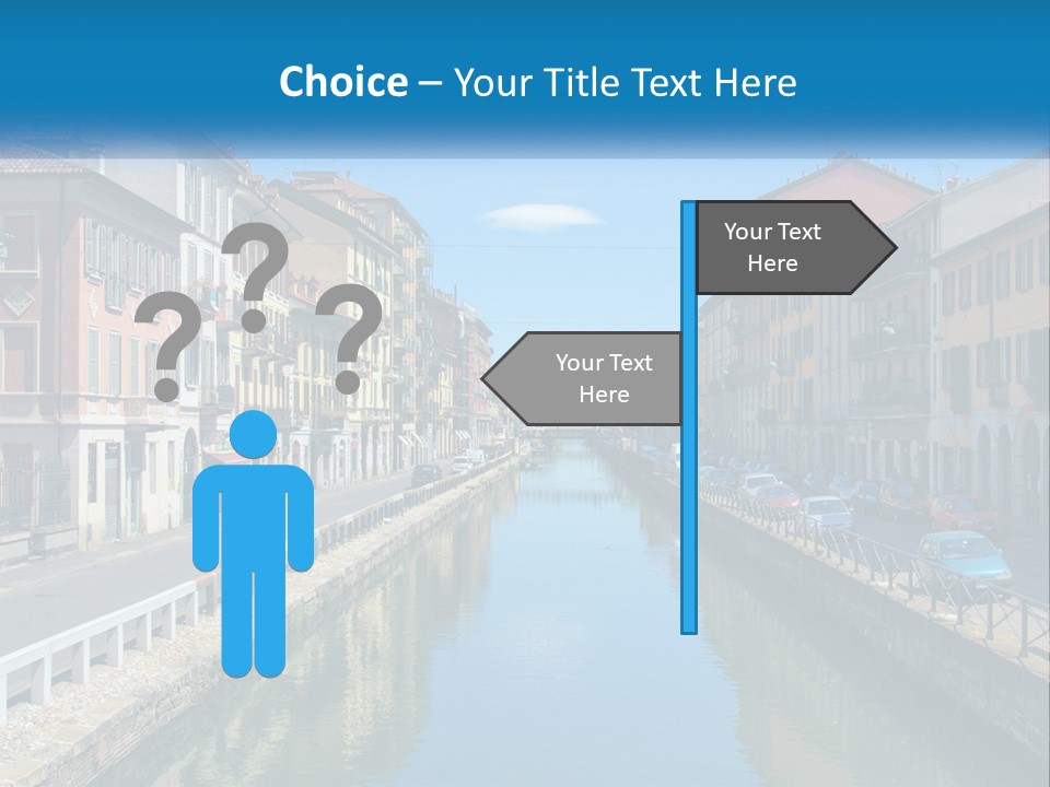 A River Running Through A City Next To Tall Buildings PowerPoint Template