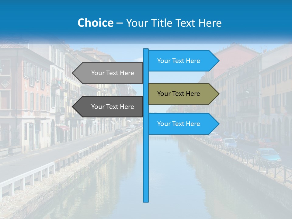 A River Running Through A City Next To Tall Buildings PowerPoint Template