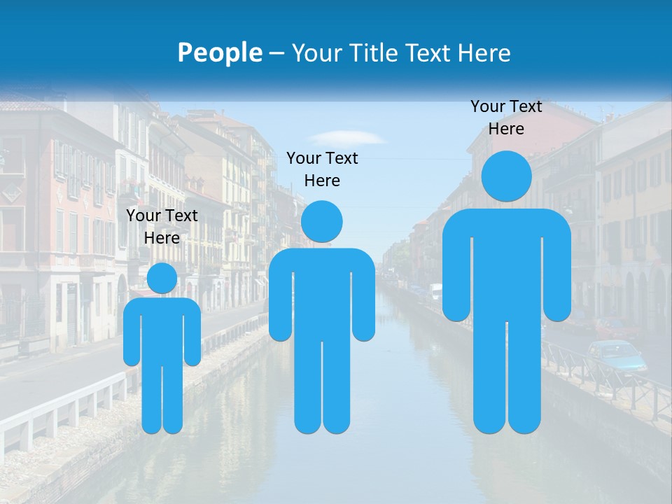 A River Running Through A City Next To Tall Buildings PowerPoint Template