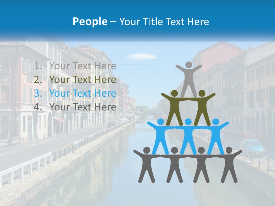 A River Running Through A City Next To Tall Buildings PowerPoint Template