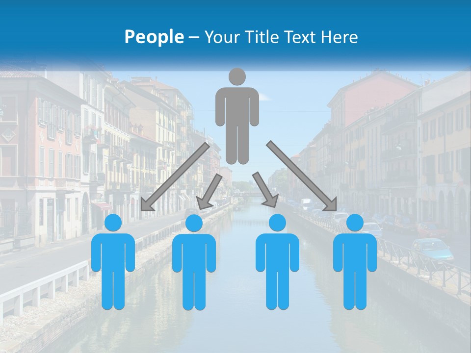 A River Running Through A City Next To Tall Buildings PowerPoint Template