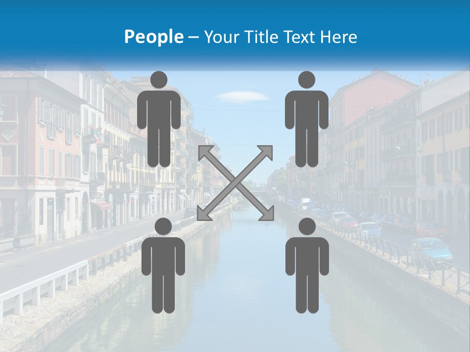 A River Running Through A City Next To Tall Buildings PowerPoint Template