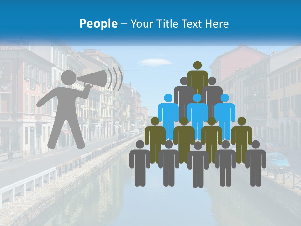 A River Running Through A City Next To Tall Buildings PowerPoint Template