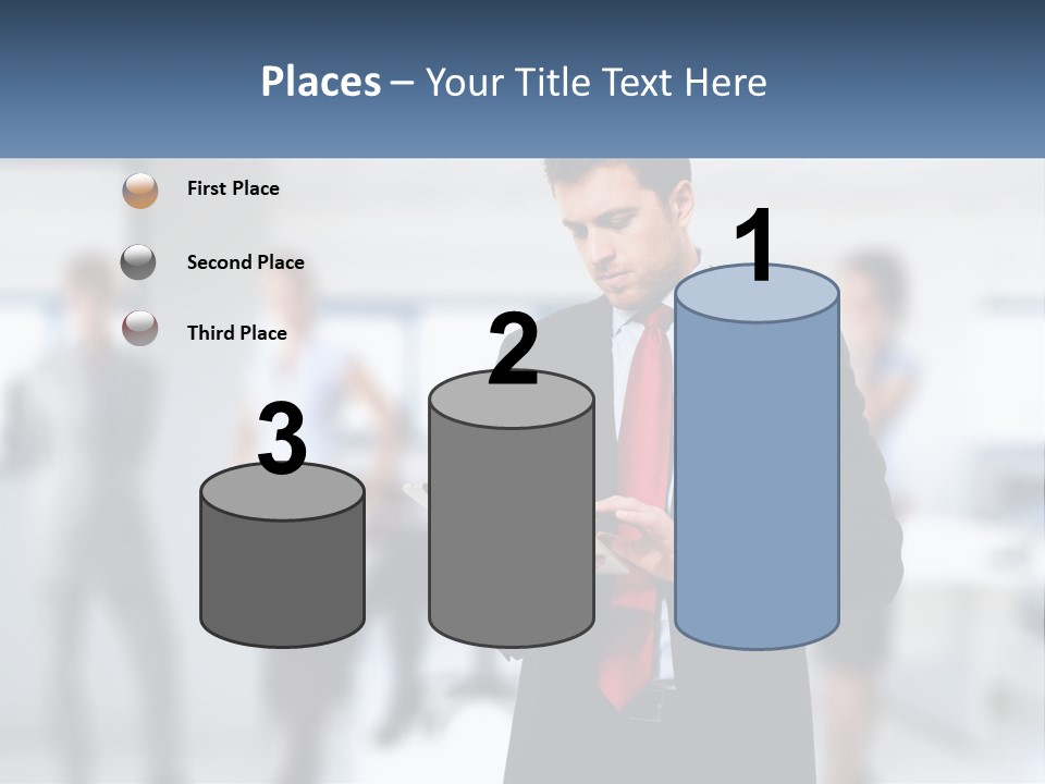 A Man In A Business Suit Holding A Tablet PowerPoint Template