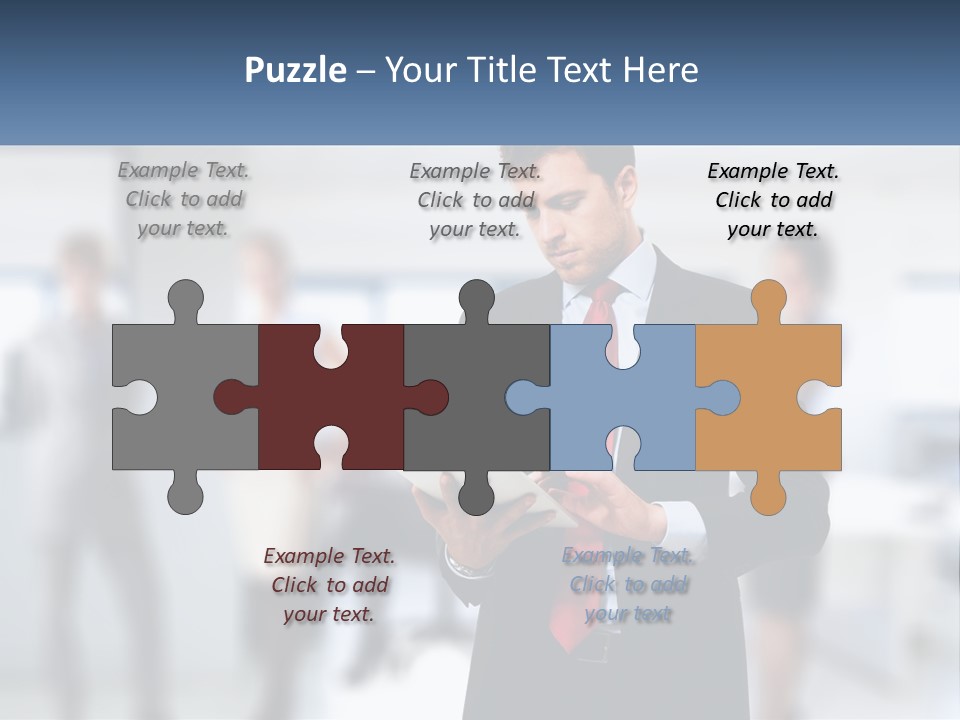 A Man In A Business Suit Holding A Tablet PowerPoint Template