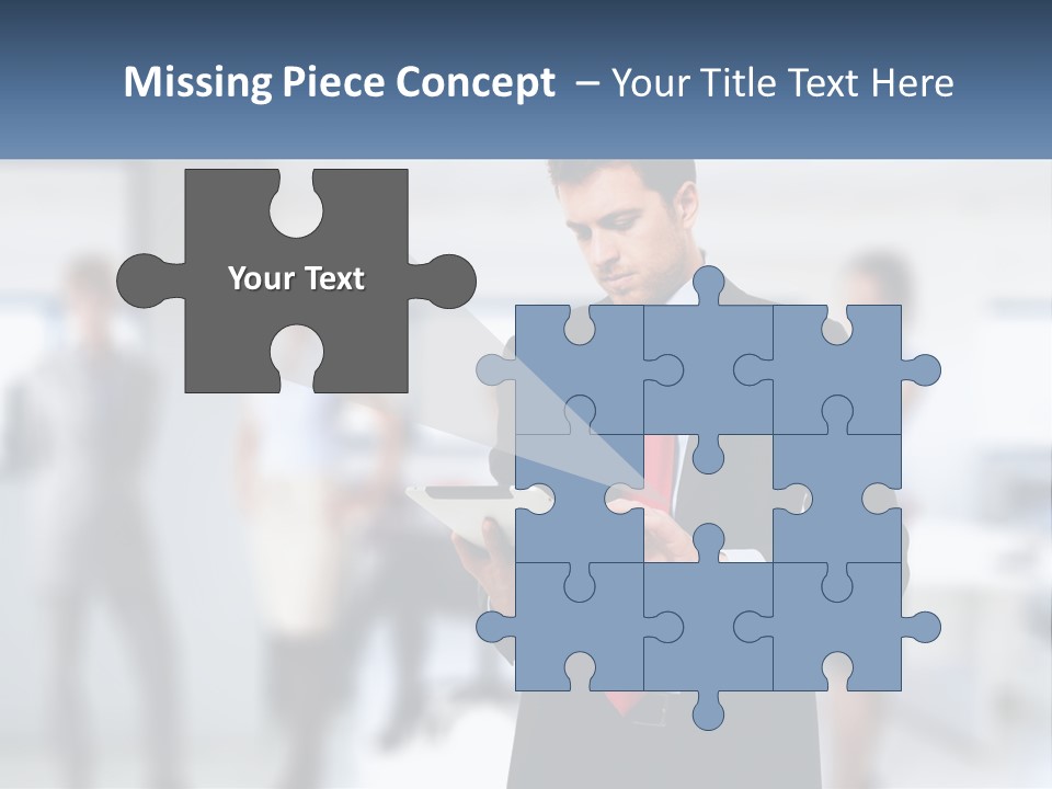 A Man In A Business Suit Holding A Tablet PowerPoint Template