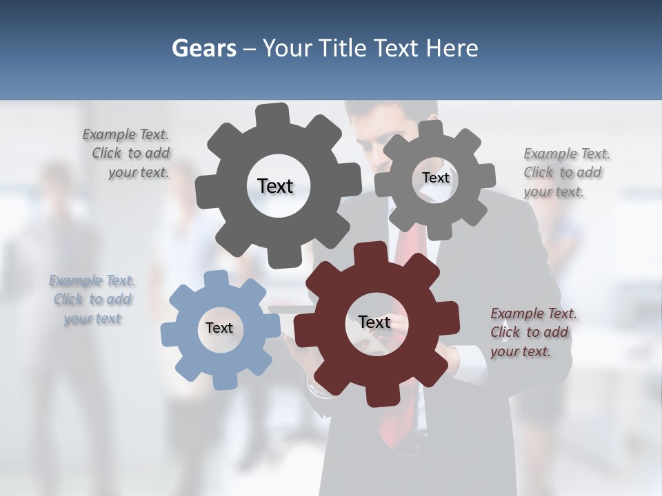 A Man In A Business Suit Holding A Tablet PowerPoint Template