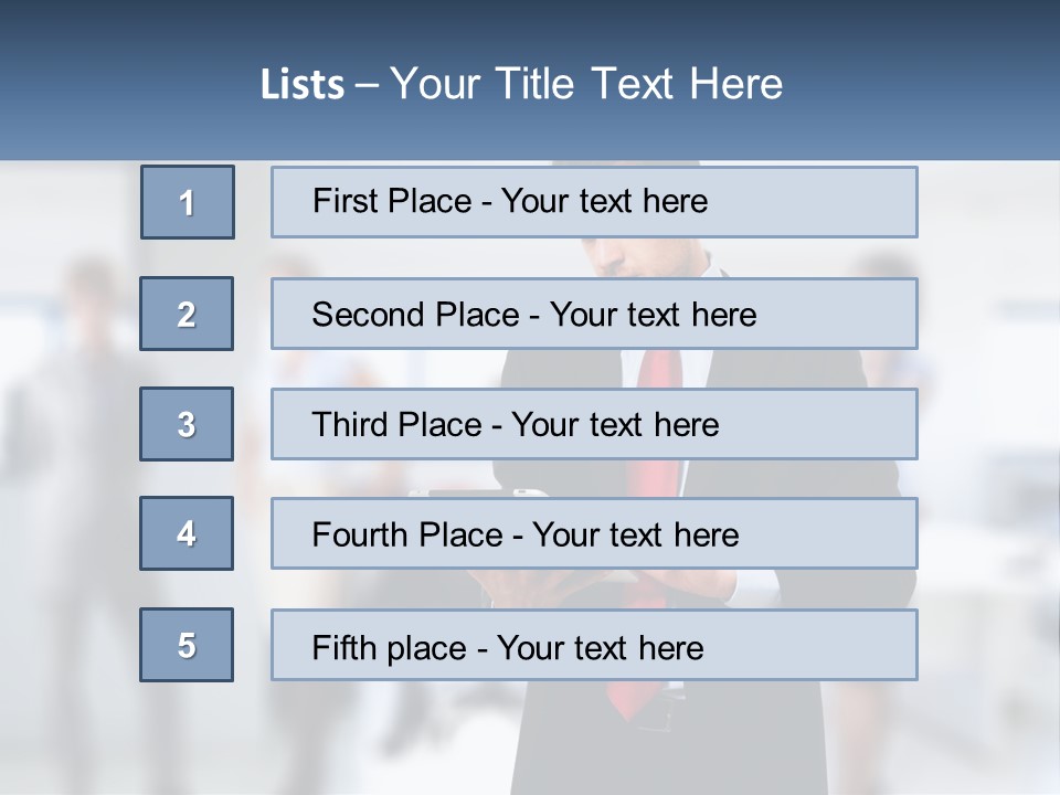 A Man In A Business Suit Holding A Tablet PowerPoint Template