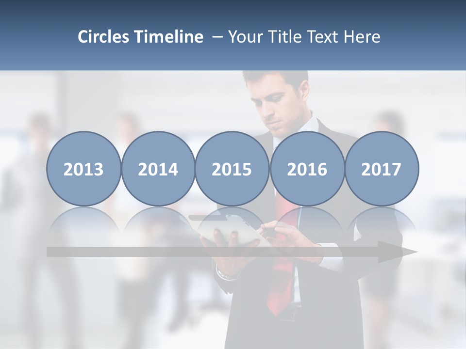 A Man In A Business Suit Holding A Tablet PowerPoint Template