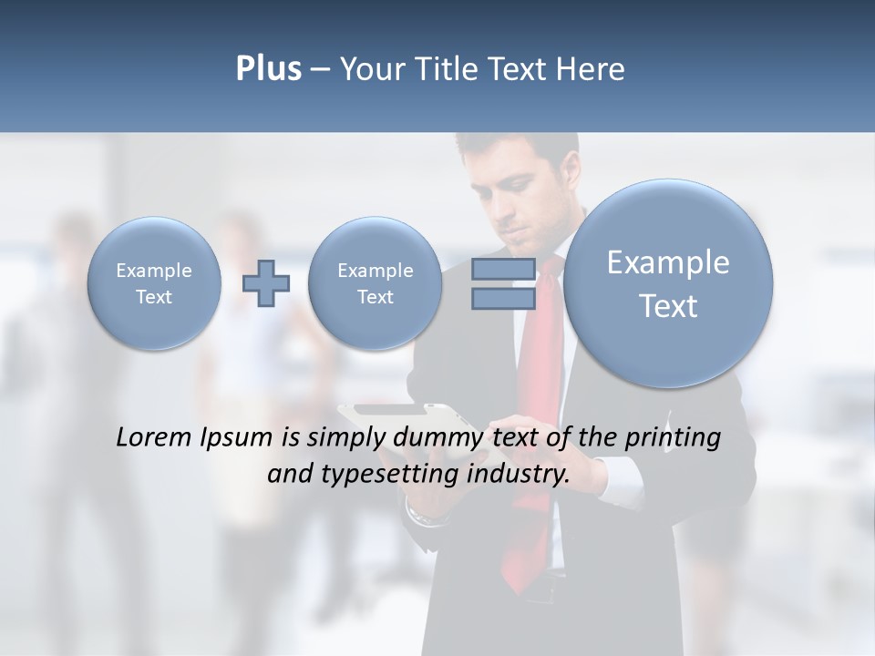 A Man In A Business Suit Holding A Tablet PowerPoint Template