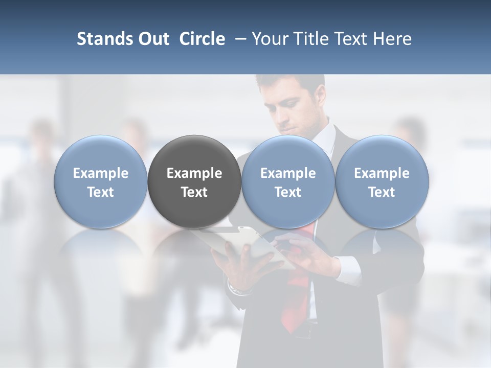 A Man In A Business Suit Holding A Tablet PowerPoint Template