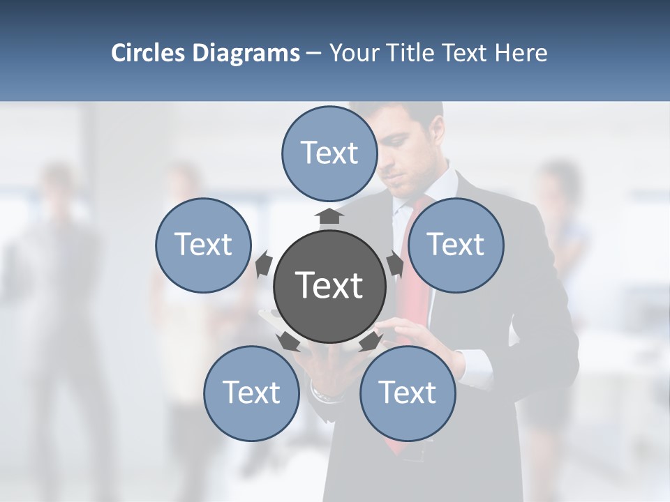 A Man In A Business Suit Holding A Tablet PowerPoint Template